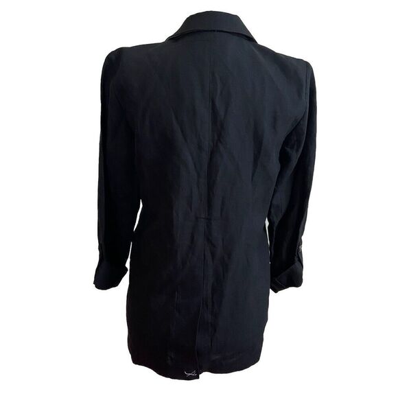 Ann Taylor Button Roll Tab Sleeve Linen Blend Blazer Black Size 0P - Picture 6 of 10